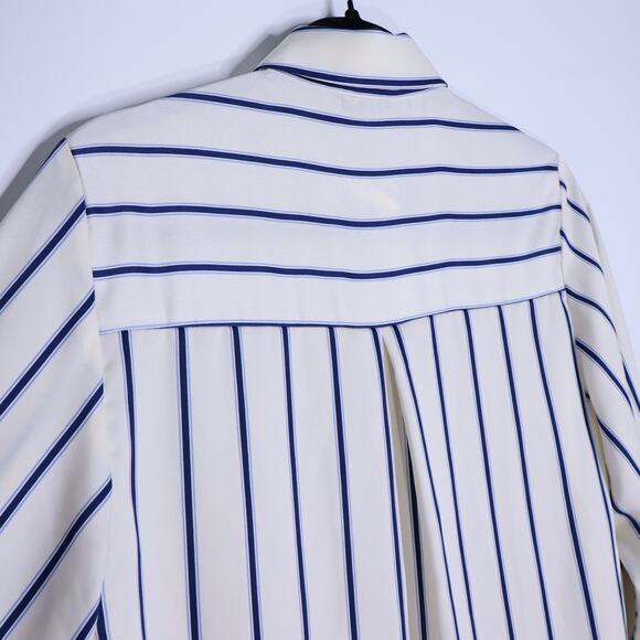 ZARA NWT Wide Sleeve Striped Blouse Blue Ivory Button Up Pinstripe Women's S - Picture 5 of 12